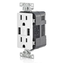 2-PORT WHT USB/15A DUPLEX RECP