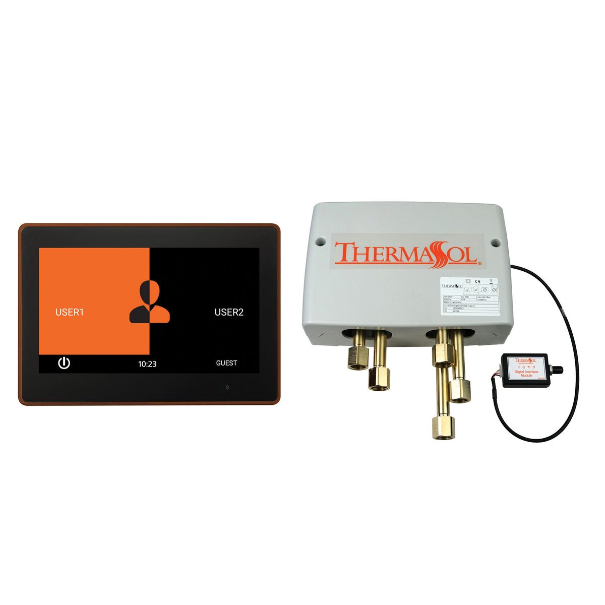 THERMASOL® DSPU-TT10-ACOP Digital Smart Shower Kit With Upgraded Trim, 110 V AC 0.5 A Input/15 V DC 3 A Output, LCD Display, 10 in Display