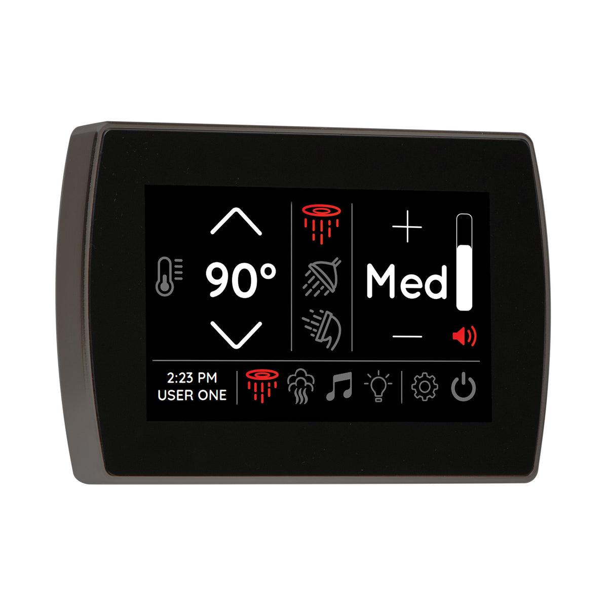 THERMASOL® STCM-BN Signatouch Series Single Touch Shower Control, Capacitive Touch Screen Panel, Black Nickel, For Use With Smart Steam, Fast Start, Auto PowerFlush, Light and Sound System