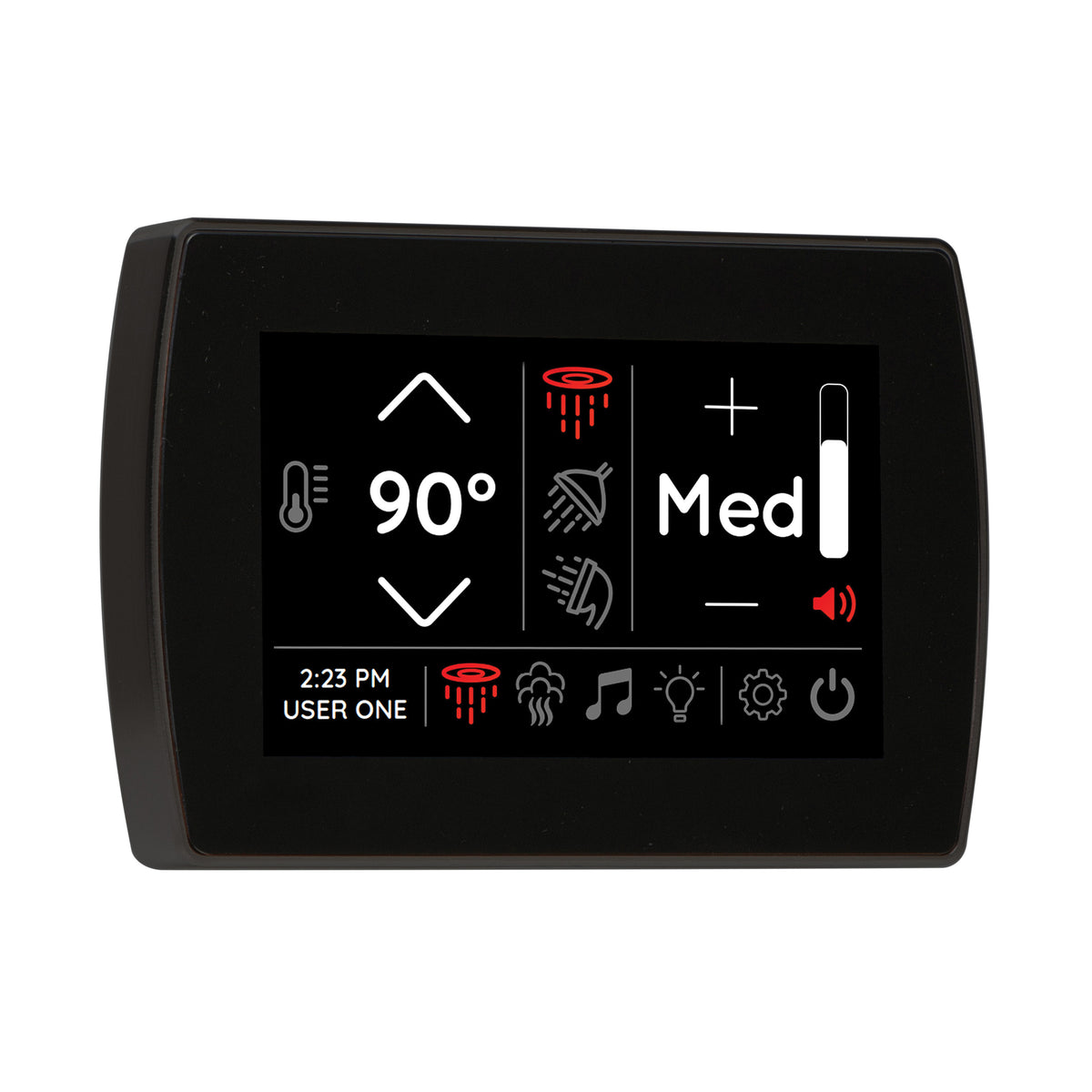 THERMASOL® STCM-MB Signatouch Series Single Touch Shower Control, Capacitive Touch Screen Panel, Matte Black, For Use With Smart Steam, Fast Start, Auto PowerFlush, Light and Sound System