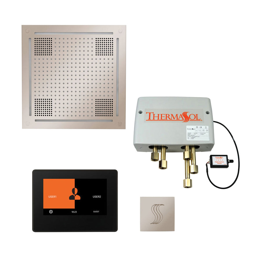 THERMASOL® TWPH7S-PN Wellness Total HydroVive Package With Square Trim, LCD Display, Touch Screen Panel, Polished Nickel, For Use With TFX, SSA and PRO Series Steam Generators