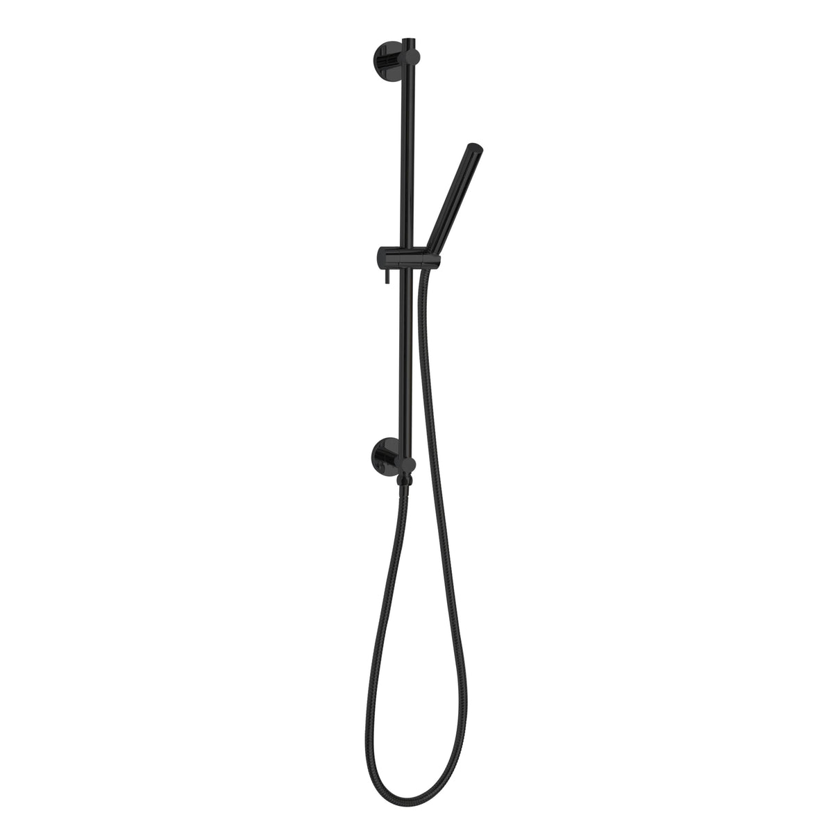 Round Shower Rail and Hose - Matte Black - Brass