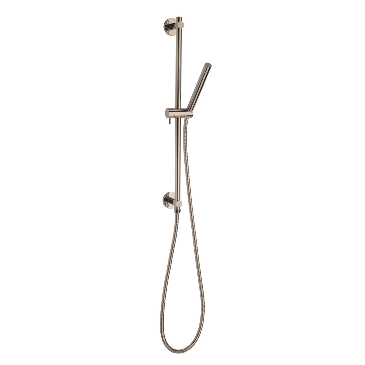 Round Shower Rail and Hose - Satin Nickel - Brass