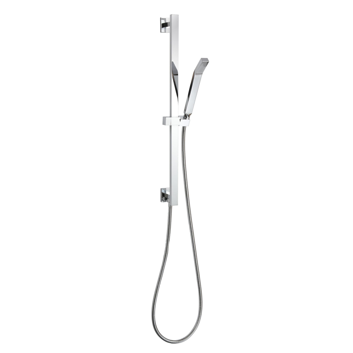 Square Shower Rail and Hose - Polished Chrome - Brass