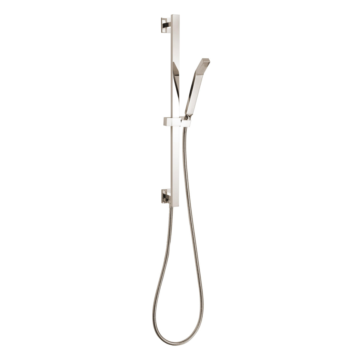 Square Shower Rail and Hose - Polished Nickel - Brass
