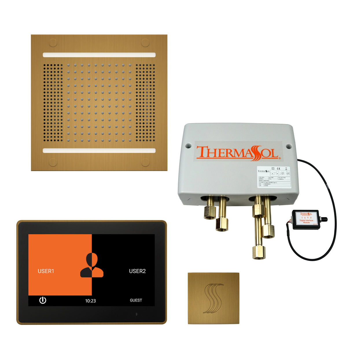 Hydrovive - Modern Shower Kit - Antique Brass