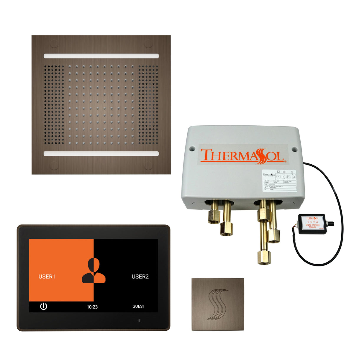 Hydrovive - Modern Shower Kit - Antique Nickel - LCD Display