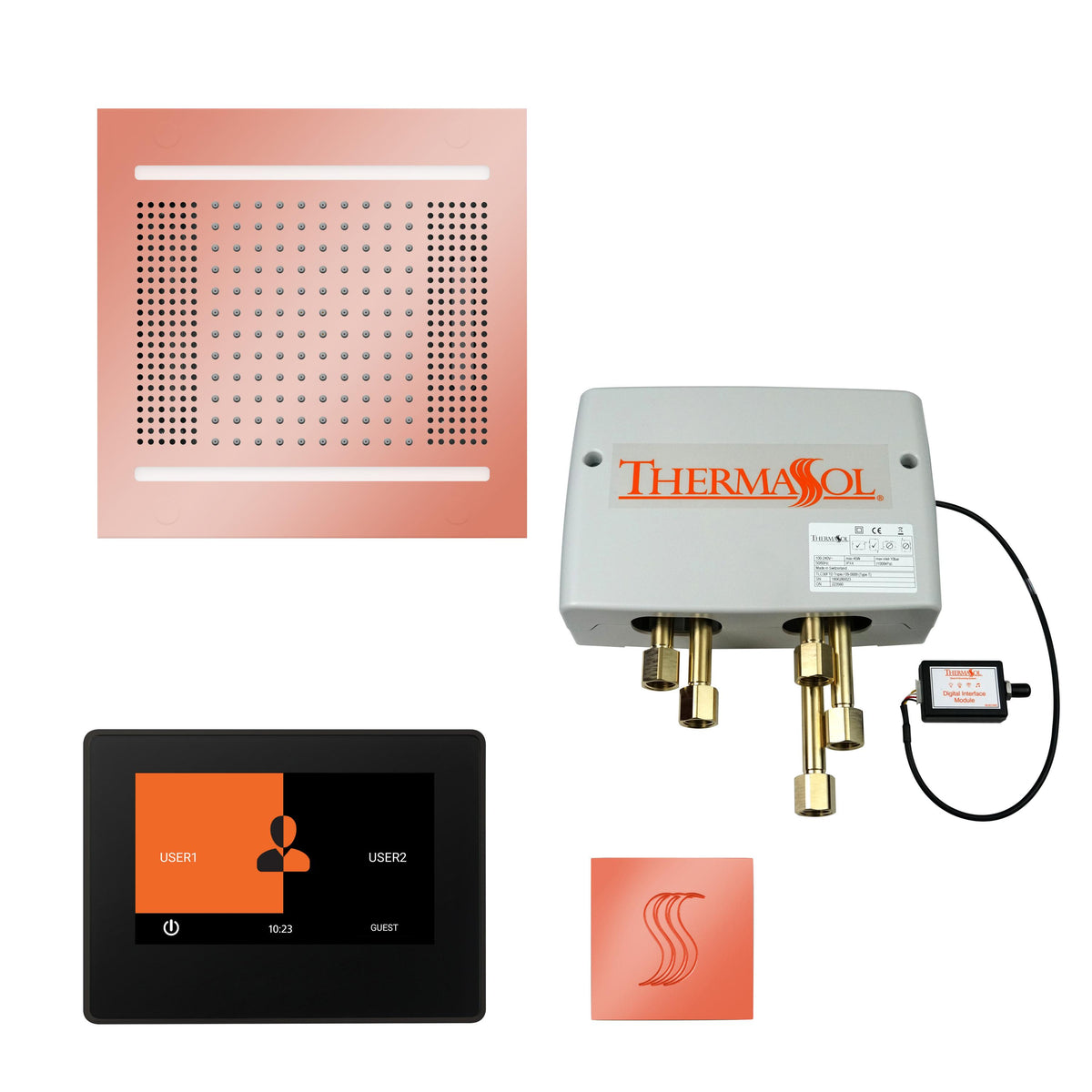 THERMASOL® TWPH147S-COP Hydrovive Modern Shower Kit, LCD Display, Copper