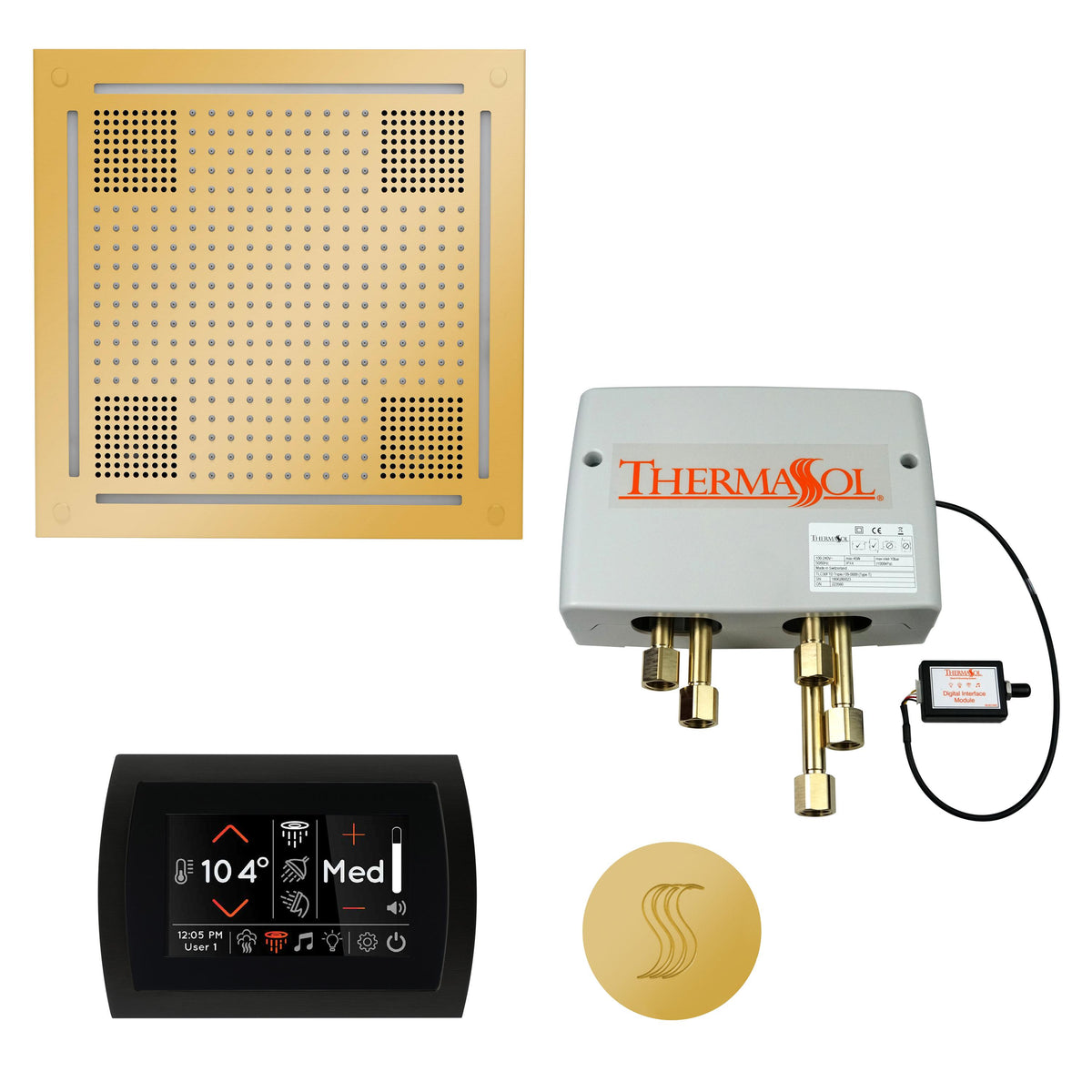 Hydrovive - Modern Shower Kit - Polished Gold - Round Panel