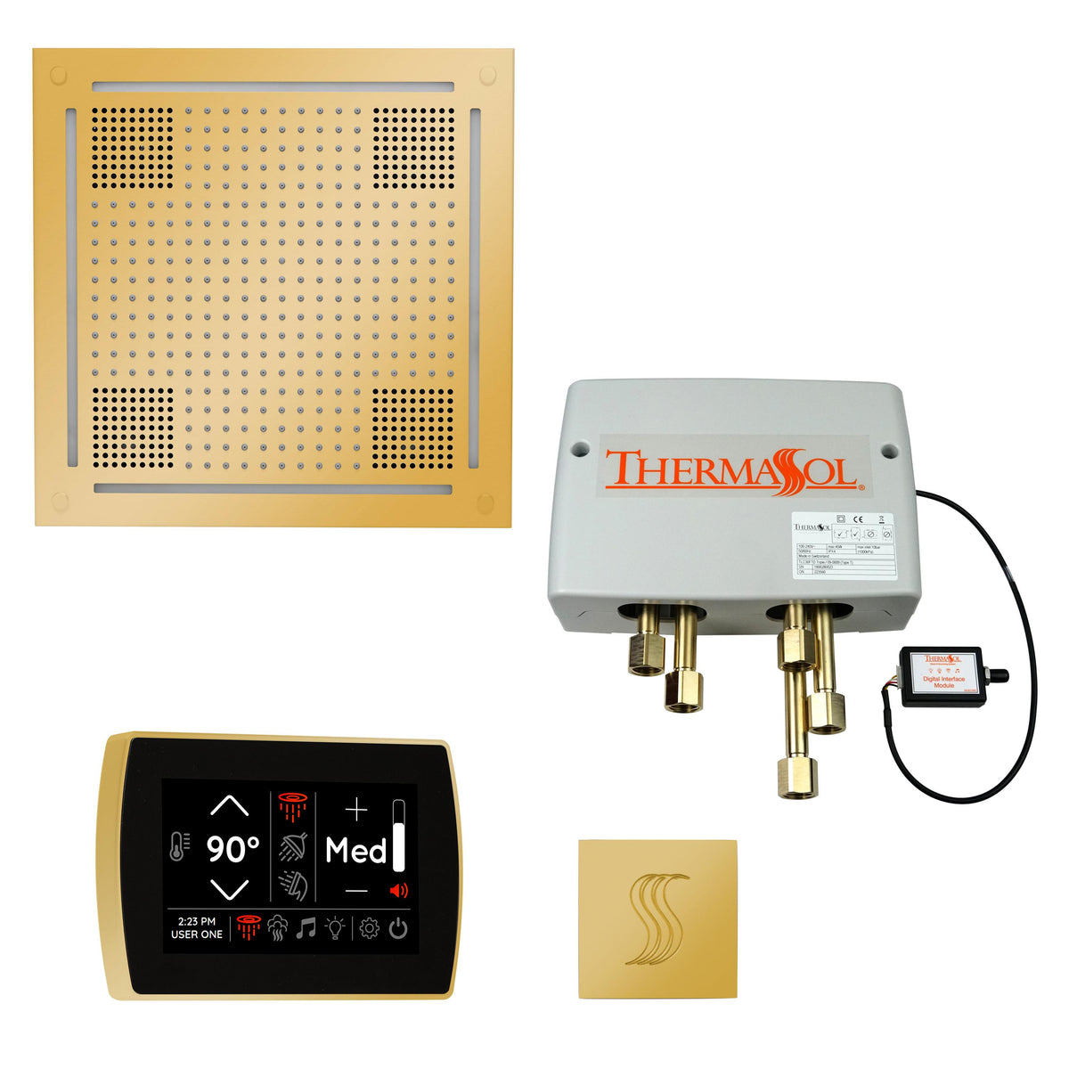 Hydrovive - Modern Shower Kit - Polished Gold - Ceiling/Wall
