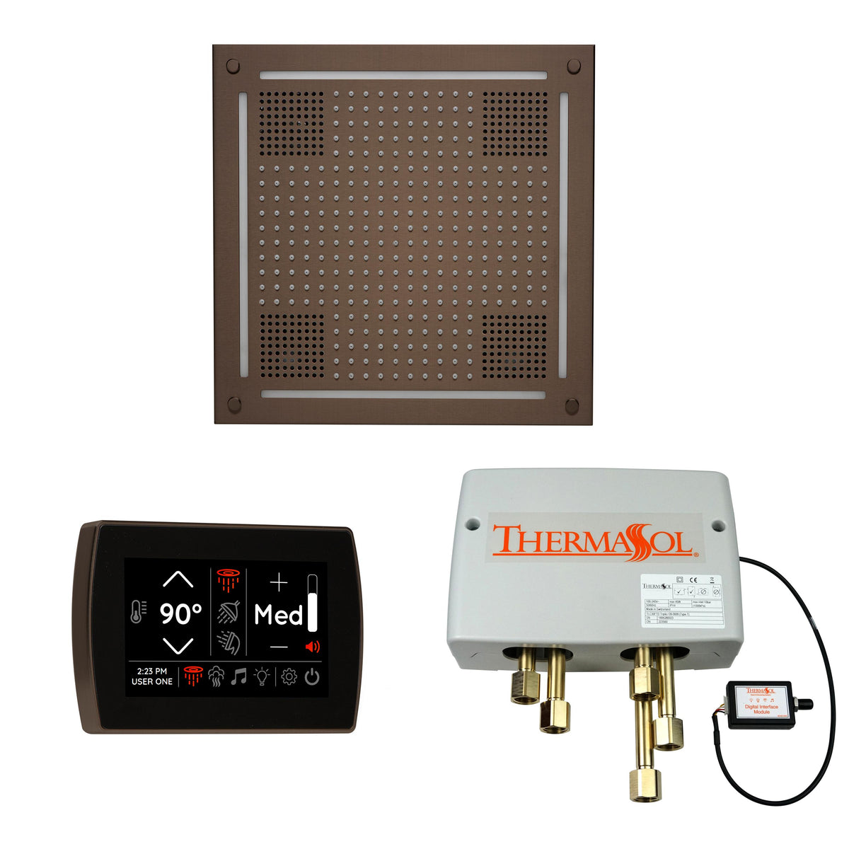 THERMASOL® WHSPSS-ORB Hydrovive 18 Shower Kit, LCD Display, Square Panel, Oil Rubbed Bronze