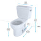 Toto® CST744EG#01 2-Piece Universal Height Close Coupled Toilet With Left-Hand Chrome Trip Lever, Eco Drake®, Elongated Bowl, 15-5/8 in H Rim, 12 in Rough-In, 1.28 gpf, Cotton White, Import