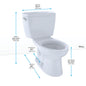 Toto® CST744SF.10#01 Universal Height Close Coupled Toilet With Left-Hand Chrome Trip Lever, Drake®, Elongated Bowl, 17-1/4 in H Rim, 10 in Rough-In, 1.6 gpf, Cotton White, Import
