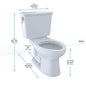 Toto® CST744EFN.10#01 2-Piece Transitional Universal Height Toilet With Left-Hand Chrome Trip Lever, Eco Drake®, Elongated Bowl, 17-1/4 in H Rim, 10 in Rough-In, 1.28 gpf, Cotton White, Import
