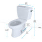 Toto® CST744SGR#01 2-Piece Universal Height Close Coupled Toilet With Right-Hand Trip Lever, Drake®, Elongated Bowl, 15-5/8 in H Rim, 12 in Rough-In, 1.6 gpf, Cotton White, Import