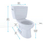 Toto® CST744SGB#01 2-Piece Universal Height Close Coupled Toilet With Left-Hand Chrome Trip Lever, Drake®, Elongated Bowl, 15-5/8 in H Rim, 12 in Rough-In, 1.6 gpf, Cotton White, Import
