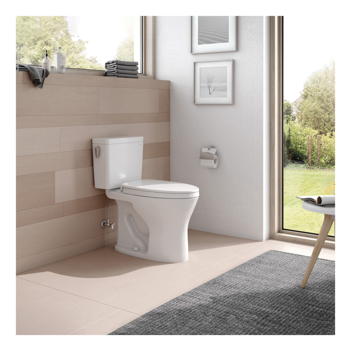 Toto® MS746124CSMG#01, Drake®, Elongated Bowl, 14-15/16 in H Rim, 12 in Rough-In, 0.8/1.6 gpf Flush Rate, Cotton White, Import