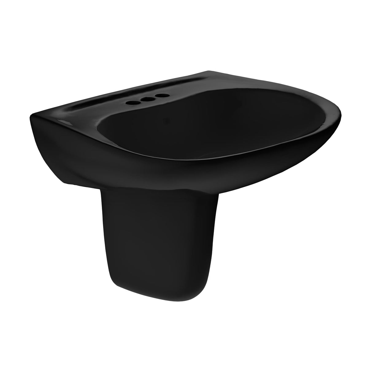 Toto® LHT242.4#51 LHT242.4 Prominence® Elegant Contemporary Lavatory With Rear Overflow and Shroud, Oval Shape, 4 in Faucet Hole Spacing, 26 in W x 21-1/2 in D, Wall Mounting, Vitreous China, Ebony, Import