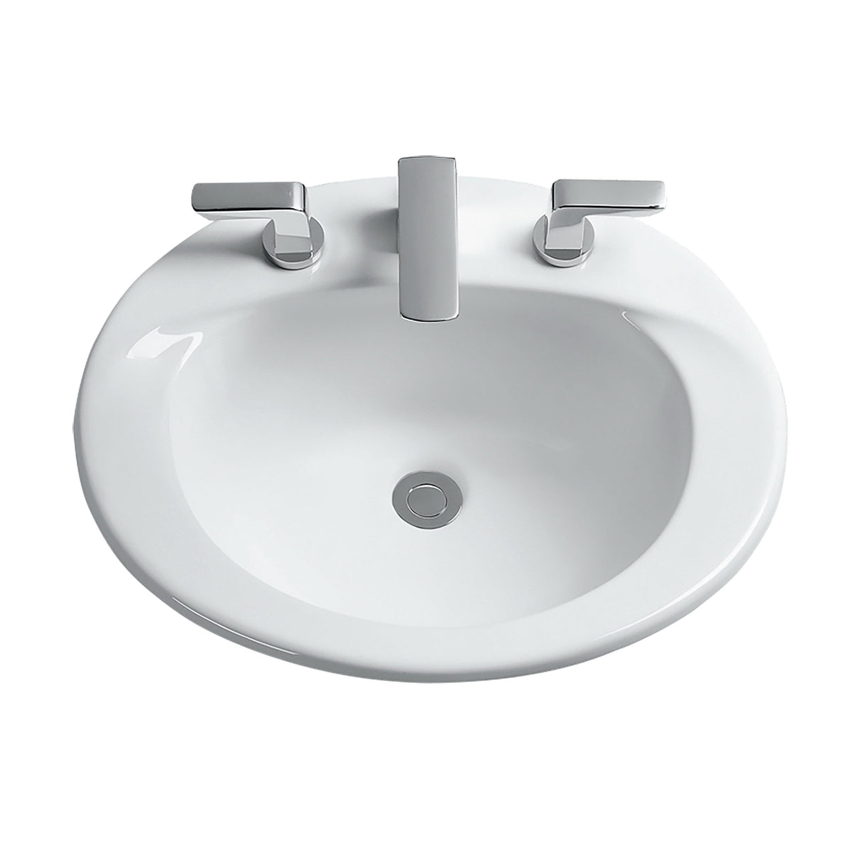Toto® LT511.8#51 Elegant Self-Rimming Lavatory With Concealed Front Overflow, Supreme®, Oval Shape, 8 in Faucet Hole Spacing, 20 in W x 17 in D, Drop-In Mount, Vitreous China, Ebony, Import