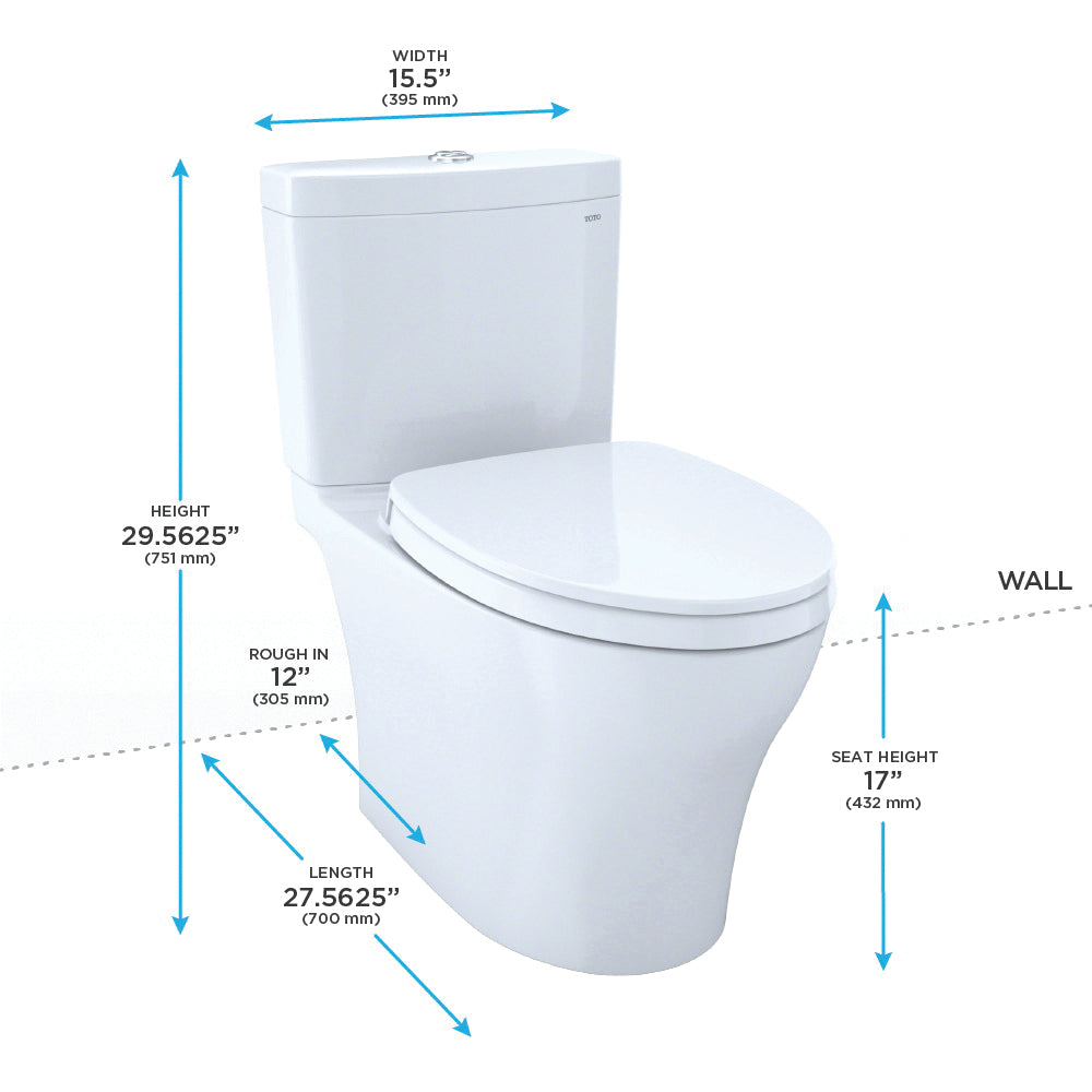 Washlet+ Aquia Iv 1G - Center 2-Piece Toilet - Floor Mount
