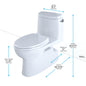 Toto® MS614114CEFRG#01 MS614114CEFRG, Carlyle® II, Elongated Bowl, 17-1/4 in H Rim, 12 in Rough-In, 1.28 gpf Flush Rate, Cotton White, Domestic
