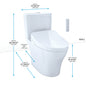 Toto® MW4463056CUMFG#01 Center Universal Height 2-Piece Toilet With CEFIONTECT™ Ceramic Glaze, Washlet®+ Aquia® IV 1G®, Elongated Bowl, 16-1/8 in H Rim, 12 in Rough-In, 0.8/1 gpf, Cotton White, Import