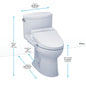 Toto® MW4542034CEFG#01 2-Piece Universal Height Toilet With Washlet® C100 Connect+, Drake® II Connect+™, Elongated Bowl, 17-5/8 in H Rim, 12 in Rough-In, 1.28 gpf, Cotton White, Import