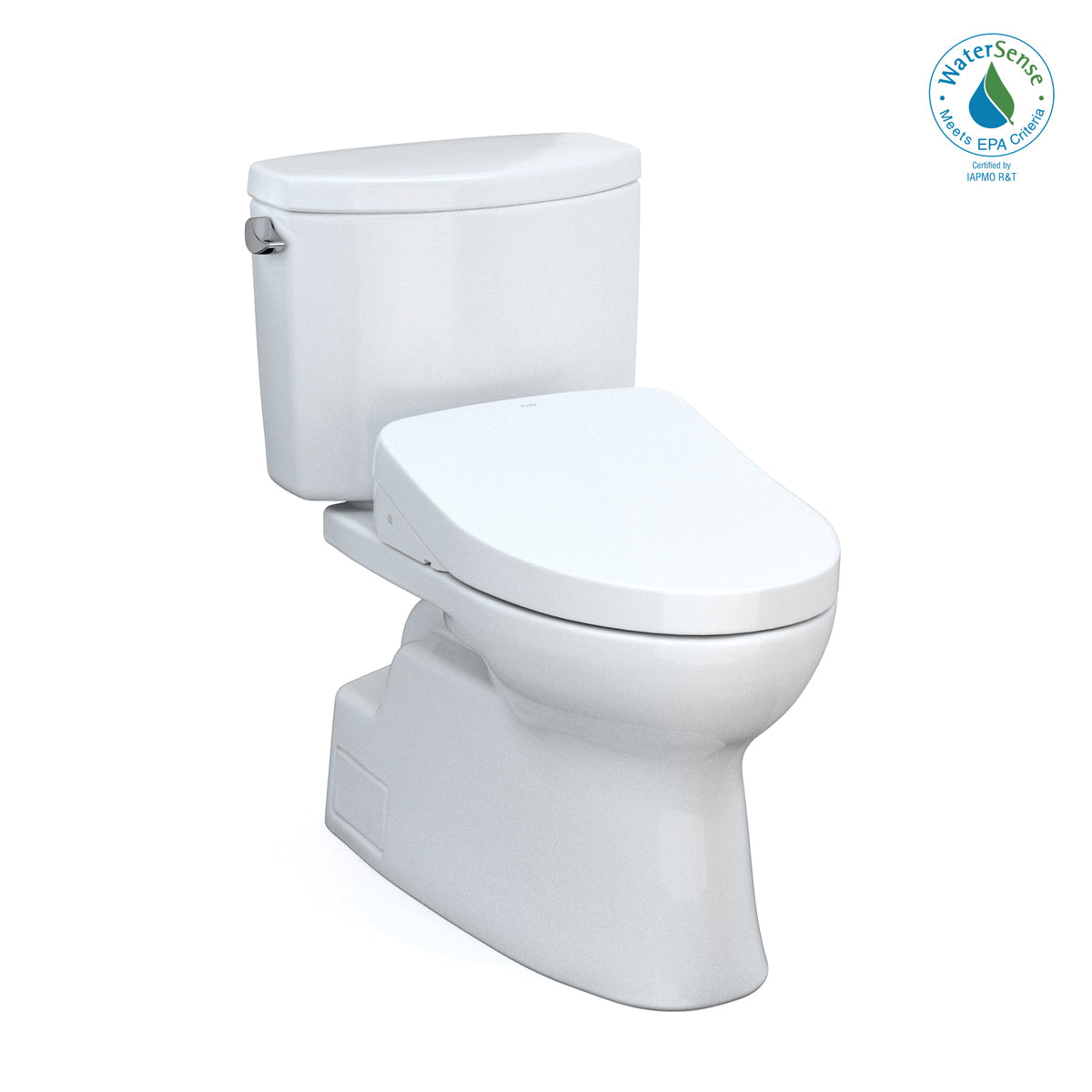 Toto® MW4743056CEFG#01 Left Universal Height 2-Piece Toilet With CEFIONTECT™ Ceramic Glaze, T40 Washlet®+ Vespin® II, Elongated Bowl, 16-1/8 in H Rim, 12 in Rough-In, 1.28 gpf, Cotton White, Import