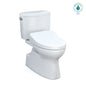 Toto® MW4743056CEFG#01 Left Universal Height 2-Piece Toilet With CEFIONTECT™ Ceramic Glaze, T40 Washlet®+ Vespin® II, Elongated Bowl, 16-1/8 in H Rim, 12 in Rough-In, 1.28 gpf, Cotton White, Import