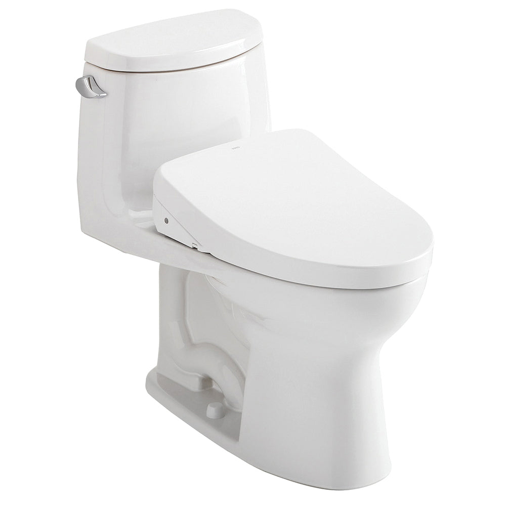 Toto® MW6043056CEFGA#01 Universal Height 1-Piece Toilet With CEFIONTECT™ Ceramic Glaze, T40 Washlet®+ UltraMax® II, Elongated Bowl, 16-1/8 in H Rim, 12 in Rough-In, 1.28 gpf, Cotton White, Import