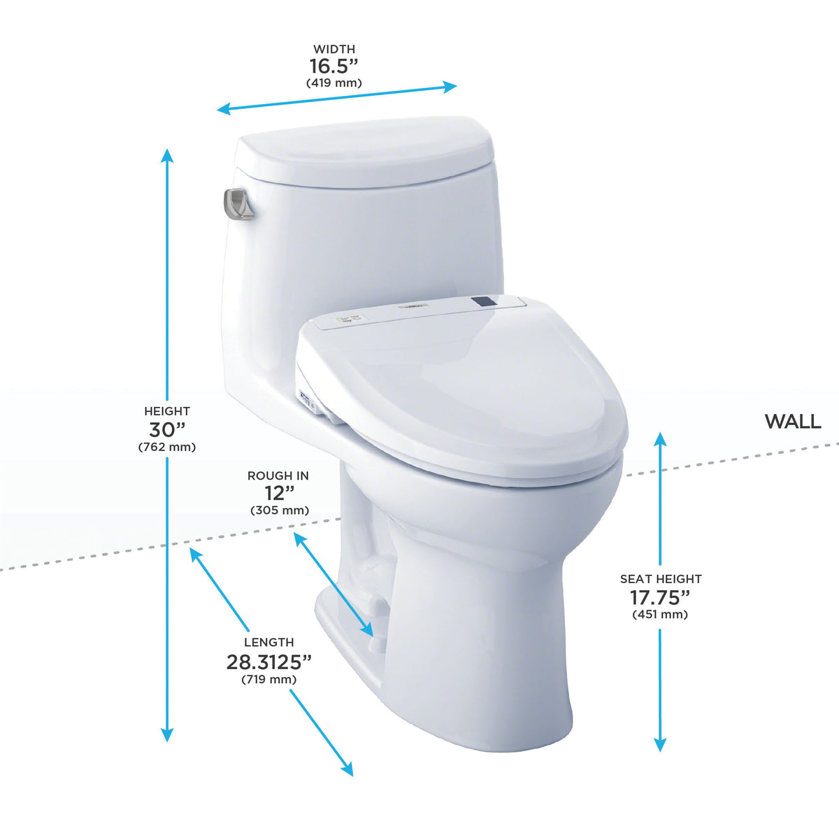 1-Piece Universal Height Toilet - Cotton White - Floor