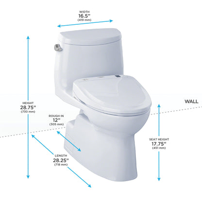 1-Piece Universal Height Toilet - 17-3/4" H Rim