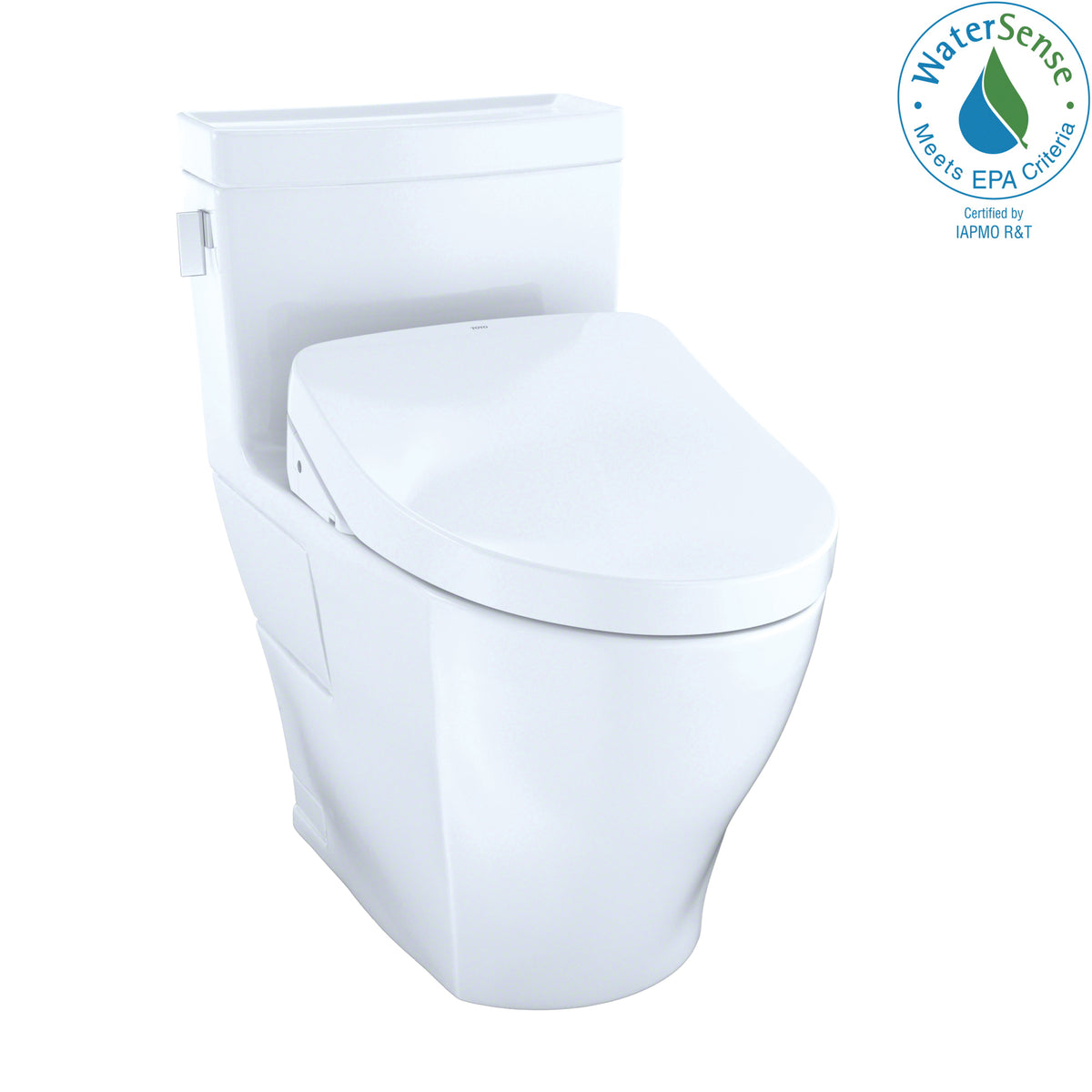 Toto® MW6243046CEFG#01 Universal Height 1-Piece Toilet With CEFIONTECT™ Ceramic Glaze, T40 Washlet®+ Legato®, Elongated Bowl, 16-1/8 in H Rim, 12 in Rough-In, 1.28 gpf, Cotton White, Import