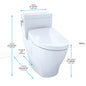 Toto® MW6263056CEFG#01 Universal Height 1-Piece Toilet With CEFIONTECT™ Ceramic Glaze, T40 Washlet® Aimes®, Elongated Bowl, 16-1/8 in H Rim, 12 in Rough-In, 1.28 gpf, Cotton White, Import
