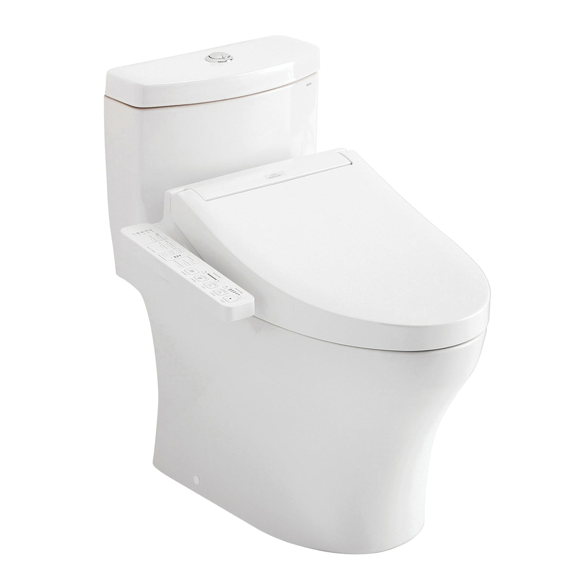 Toto® MW6463074CUMFG#01 Center Universal Height 1-Piece Toilet With CEFIONTECT™ Ceramic Glaze, T40 Washlet®+ Aquia® IV 1G®, Elongated Bowl, 16-1/8 in H Rim, 12 in Rough-In, 0.8/1 gpf, Cotton White, Import