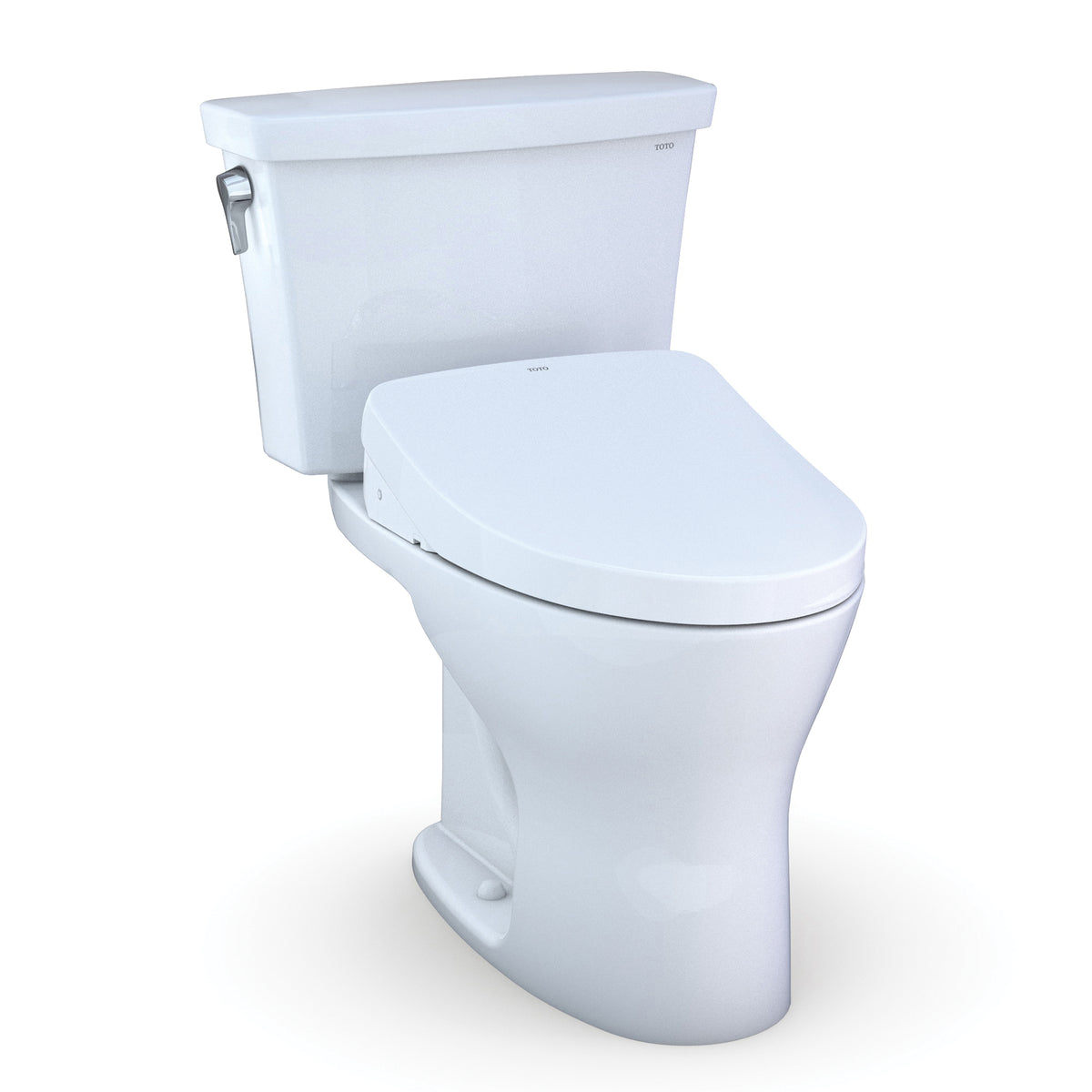 Toto® MW7483056CEMFG#01 2-Piece Close Coupled Dual Flush Transitional Toilet With CEFIONTECT® Ceramic Glaze and SW3056AT40 WASHLET®+ S550e Bidet Seat, Drake®, Elongated Bowl, 16-1/8 in H Rim, 12 in Rough-In, 0.8/1.28 gpf, Cotton White, Import