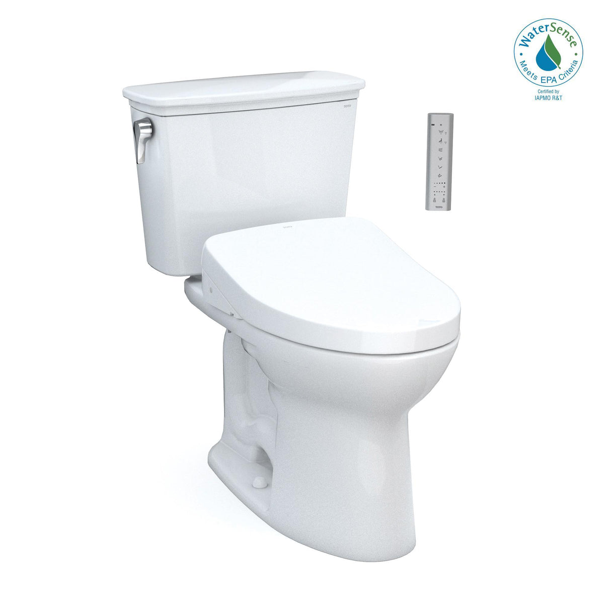 Toto® MW7863056CEFG.10#01 Universal Height Transitional 2-Piece Toilet With SW3056AT40#01/S550e Bidet Seat, Drake®, Elongated Bowl, 16-1/8 in H Rim, 10 in Rough-In, 1.28 gpf, Cotton White, Import