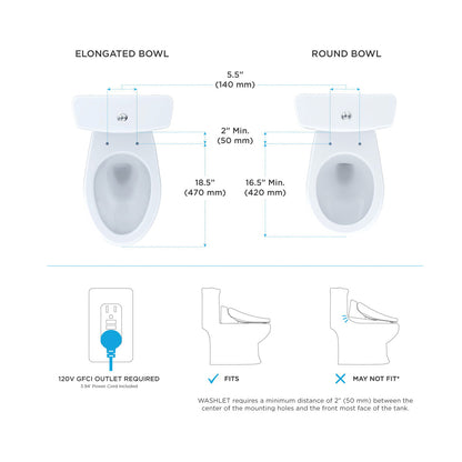 Washlet S550E - Electronic Bidet Toilet Seat - 4-13/16"
