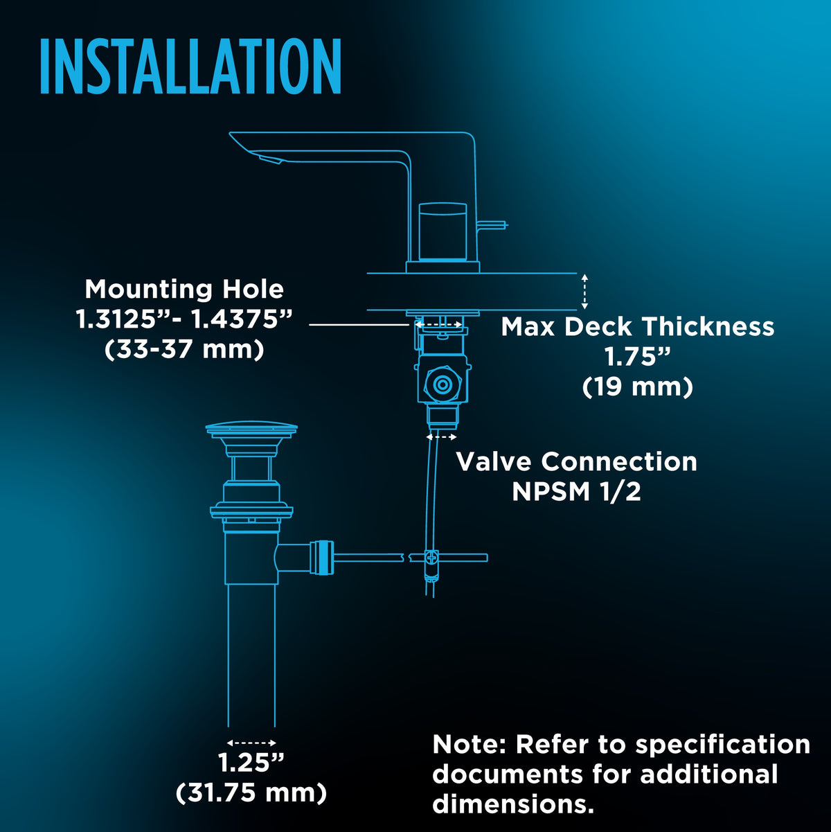 Gs Series - Bathroom Sink Faucet - Deck Mount - 1.2 GPM