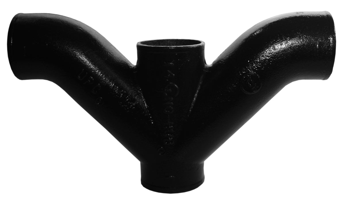 2" DWV Combination Double Wye and Bend - Cast Iron - No-Hub