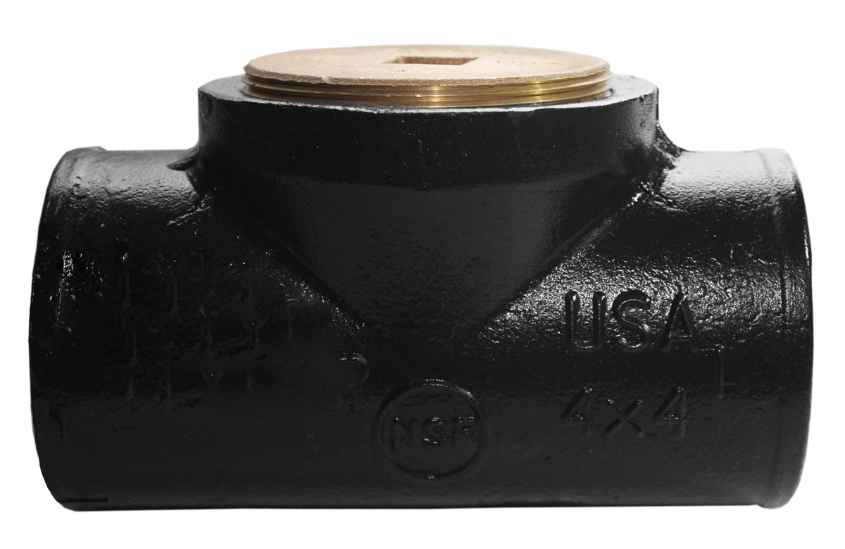 4" Test Tee - with Type A Brass Plug