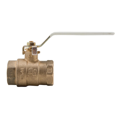 WATTS® 0555121 LFFBV-4 2-Piece Ball Valve, 3/4 in Nominal, NPT End Style, Forged Copper Silicon Alloy Body, Full Port, PTFE/FKM Softgoods, Import