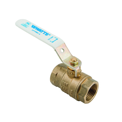 WATTS® 0555121 LFFBV-4 2-Piece Ball Valve, 3/4 in Nominal, NPT End Style, Forged Copper Silicon Alloy Body, Full Port, PTFE/FKM Softgoods, Import