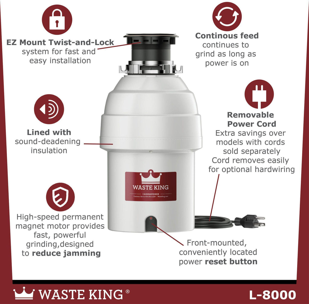 Legend - Continuous Feed Garbage Disposal - 1 HP - Ez-Mount
