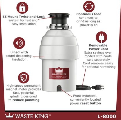 Legend - Continuous Feed Garbage Disposal - 1 HP - Ez-Mount