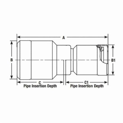 LF45 - 3/4 x 1/2" Quick Connect Reducing Union Connector