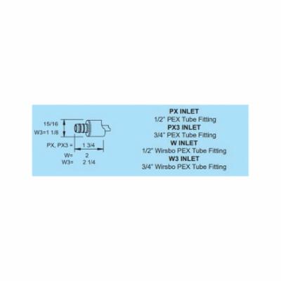Woodford® V22W-10-MH Model V22 Freezeless Vertical Mount Hot and Cold Wall Faucet, 1/2 in, Wirsbo® PEX Tube, 10 in THK Wall, 125 psi, Domestic