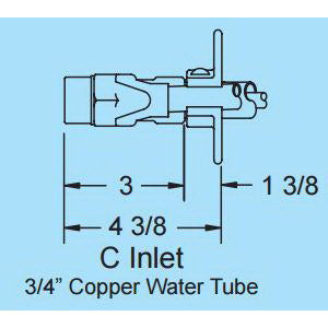 Woodford® B67C-12 Freezeless Automatic Draining Wall Hydrant With Double Check Backflow Preventer, 3/4 in, Copper Water Tube, 12 in THK Wall, 125 psi, Domestic