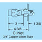 Woodford® B67C-12 Freezeless Automatic Draining Wall Hydrant With Double Check Backflow Preventer, 3/4 in, Copper Water Tube, 12 in THK Wall, 125 psi, Domestic