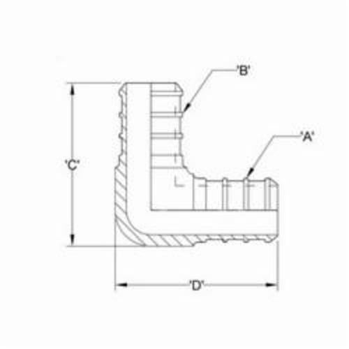 Zurn® ZURN PEX® XL QQE77GX 90 deg Hose Elbow, 1-1/2 in, PEX Barb, Brass